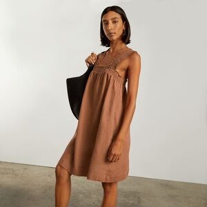 Everlane The Smocked Linen Dress color tawny brown size small